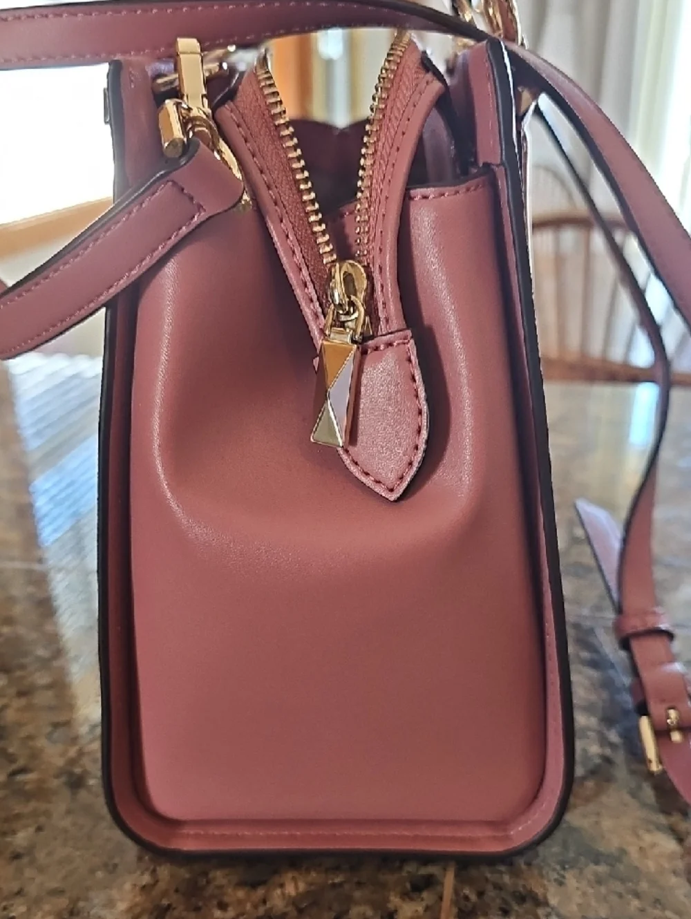 Michael Kors Marilyn Rose Pink Saffiano Leather Satchel with Gold Hardware - Picture 7 of 13